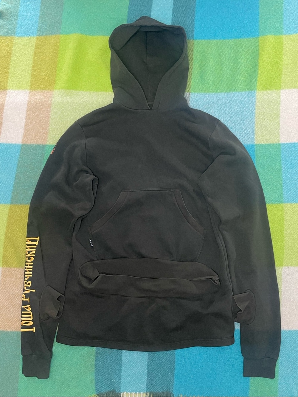 Gosha Rubchinskiy Double Cuff Pullover Hoodie Embroidered Logo